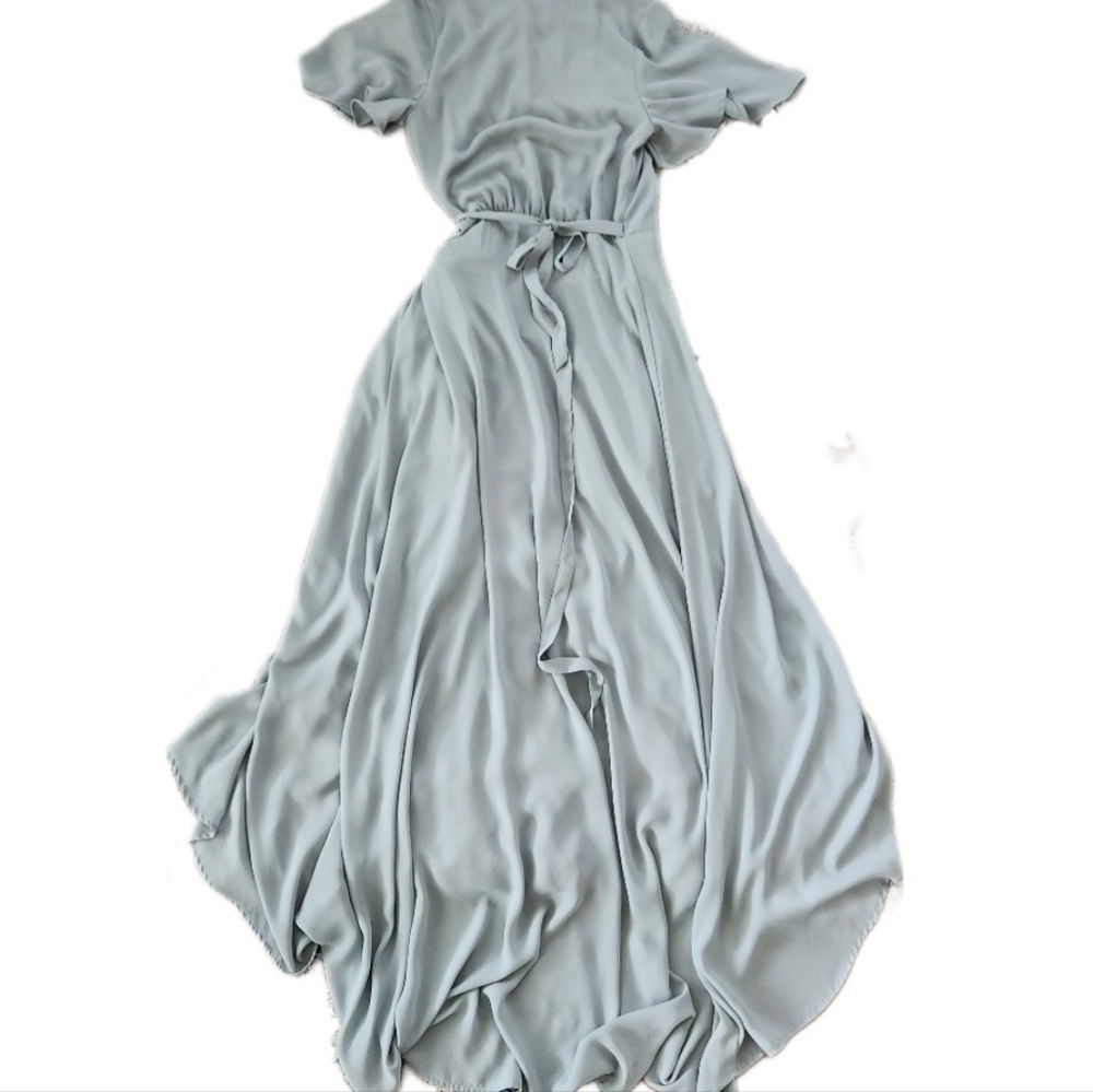 Show Me‎ Your Mumu Sophia Wrap Dress Sage Green Full Length Size Small - Picture 3 of 11